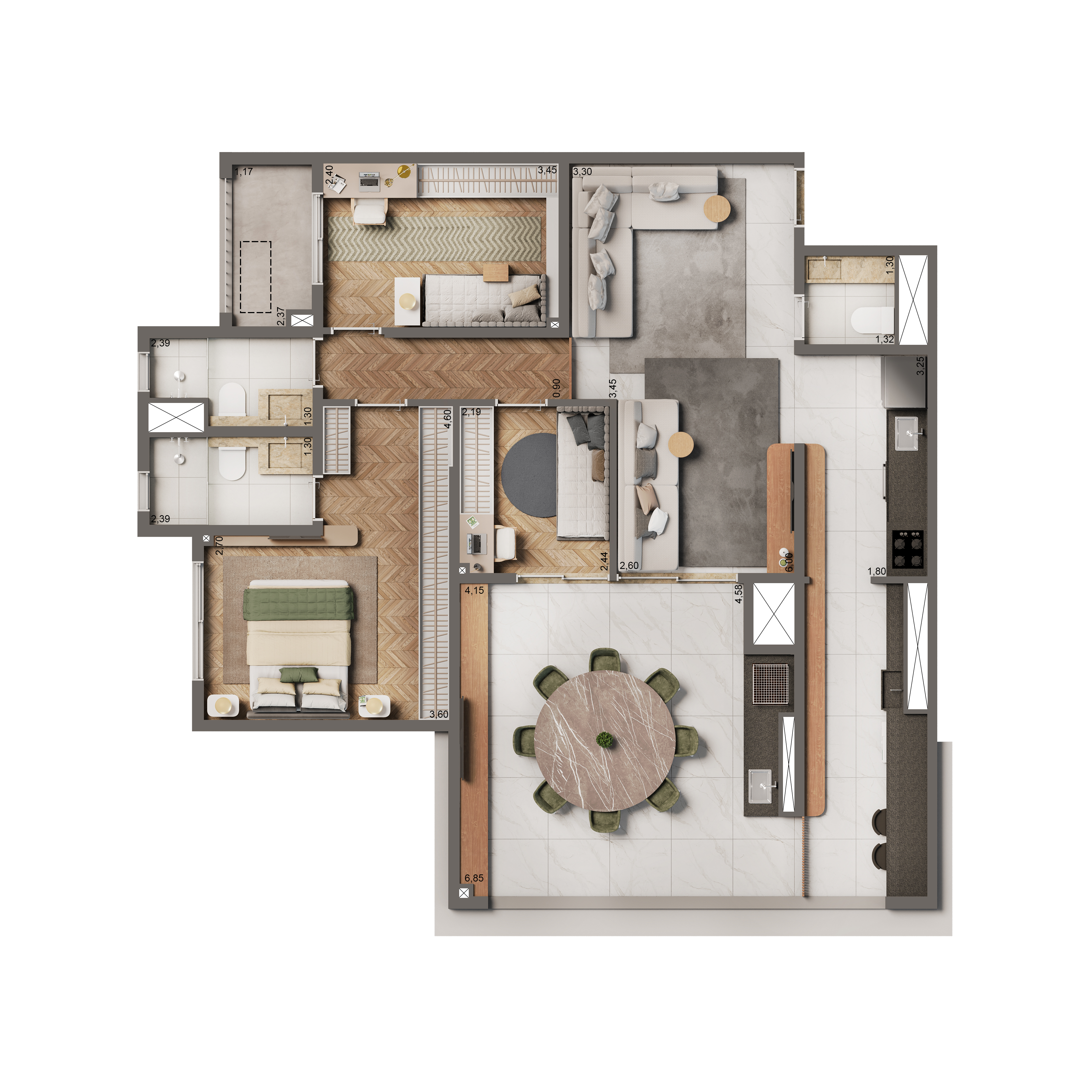 Planta Padrão 106m²